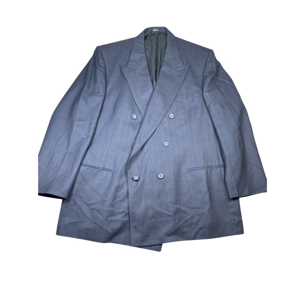 Perry Ellis Men's 45LG Navy 100% Worsted Wool Double-Breasted Big & Tall Blazer